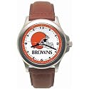 LogoArt Cleveland Browns Rookie Leather 1 5/8 inch X 1 1/16 inch Watch