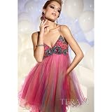 Terani Couture Junior Girls Size 2-6 Fuchsia Tulle Layers Formal Dress