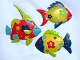 Metal Fish Wall Plaques - Bright Colors - Tropical Decor New
