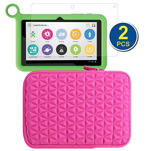 BIRUGEAR Super Soft Cushion Vertical Neoprene Sleeve Case w/ Screen Protector for OLPC XO 7-inch Kids Tablet XO-780 (Hot Pink)