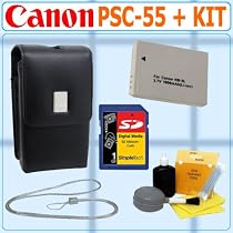 Canon PSC-55 Leather PowerShot Case w/Canon NB-5L Battery + Original Canon 1GB Secure Digital Card + Accessory Kit