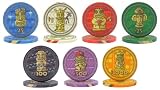 TIKI KINGS Ein kompletter Mustersatz der 7 Keramik Poker Chips