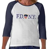 LADIES JUNIOR FIT FDNY 3/4 RAGLAN SLEEVE T-SHIRT (NAVY)