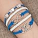 LovelyJewelry Leather Wrap Bracelets Girls Double Hearts Infinity Rope Wristband Bracelets