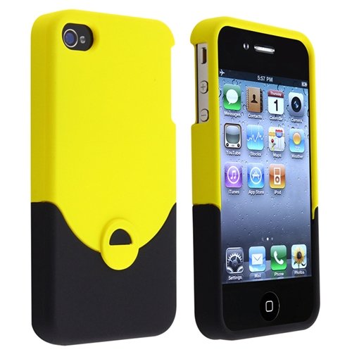 Snap-on Rubber Coated Case compatible with Apple® iPhone® 4 / 4S, Yellow / Black