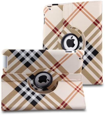 NEEBOOL® 360 Rotating Grid Stand Magnetic PU Leather Smart Case Cover Stand for iPad 2 3 4 4th (Sleep/Wake) (GRID Yellow)