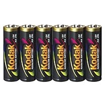 Kodak AA Batteries, 1.5 volt Alkaline, Pack of Six.