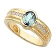 14K Yellow Gold Aquamarine and Diamond Ring