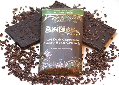 12-pack-Sinless Raw Cacao Bean Crunch 85% Chocolate Bar, 2.25 Oz (64g) (Cacao Bean Crunch 85%)