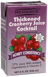 Resource Thickened Cranberry Juice Cocktail, Honey Consistency, 8-Ounce Boxes (Pack of 27)