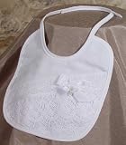 Girl's Cotton Bib with Cluny Trim
