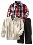 Nautica Sportswear Kids Baby-Boys Infant 3 Piece 1/4 Zip Long Sleeve Woven Shirt And Denim Pant Sweater Set