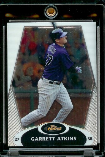 2008 Topps Finest # 9 Garrett Atkins - Colorado Rockies - Premium Baseball Card in Protective Screw Down Display