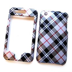 Apple iPhone 3G & 3GS Snap-on Protector Hard Case Texturized "Grey Plaid" Design