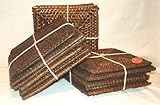 Java Rattan set of 6 Square Coasters