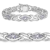 3.15 Carat Genuine Tanzanite Round Silver Bracelet