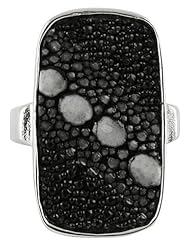 Black Finger Ring - Genuine Stingray Skin Leather