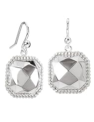925 Sterling Silver High-Polish Finish Faceted Square Earrings