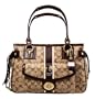 Coach Heritage Stripe Fashion XL Satchel Bag Tote 12529 Brown