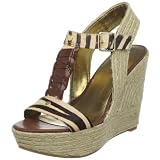 Nine West Womens Keenster T-Strap Wedge Sandal