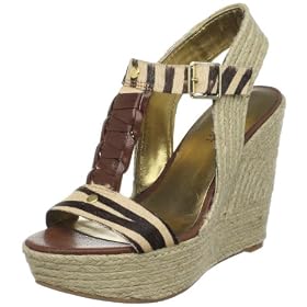 Nine West Womens Keenster T-Strap Wedge Sandal
