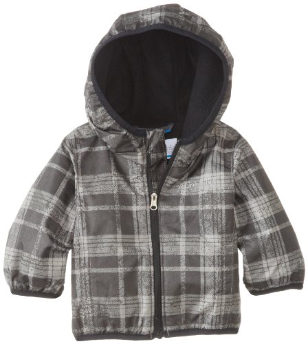 Columbia Unisex-Baby Infant Mini Pixel Grabber II Wind Jacket, Black Distressed Plaid, 6-12 Months