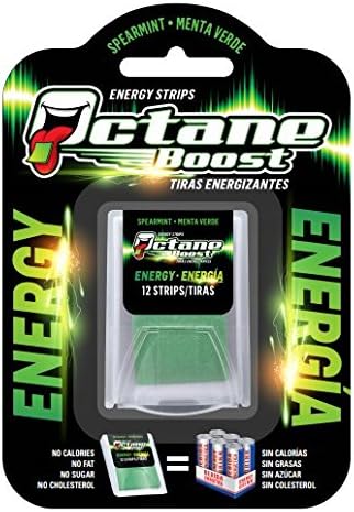 Octane Boost Energy Strips - Quick Dissolving for Immediate Results (Spearmint) 1 PKG/12 Strips