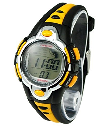 Kids Watches Flash Lights 50m Waterproof Chronograph Digital Sports Watch - Yellow Color
