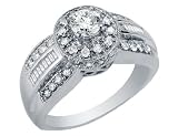 Antique Style 1 Carat Diamond Ring in 14K White Gold (Ceritfied)