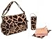 Kalencom 0-88161-23268-3 Chocolate-Pink Giraffe Coated Double Buckle Bag