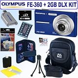 Olympus FE360 8MP Digital Camera (Blue) + 2GB Deluxe Accessory Kit