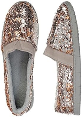 Dearfoam Two-Color Gold Sequin A-line Casual Shoe Slipper - Large 9-10