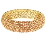 Gold Overlay Sterling Silver Champagne Cubic Zirconia Bangle Bracelet by Charles Winston