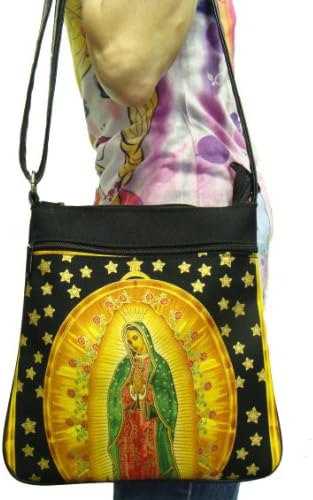 US HANDMADE FASHION Holy Virgin Mary Guadelupe Pattern Cross Over Body Shoulder Bag Style Handbag Purse Robert Kaufman Cotton Fabric, CSOP1505