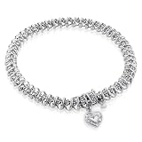 14K White or Yellow Gold Diamond Bracelet w/ Heart (1 cttw, H-I Color I1-I2 Clarity)