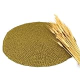 Green Round Straw Table Placemats, set of 4