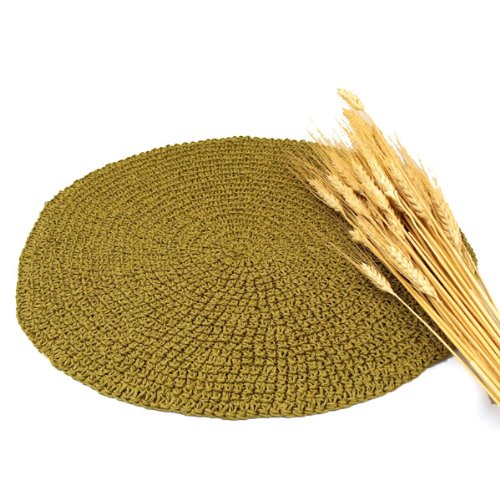 Green Round Straw Table Placemats, set of 4
