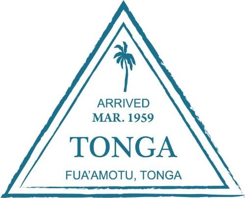 Tonga Palm Passport Travel Retro Stamp Car Bumper Sticker Decal 5" x 4"