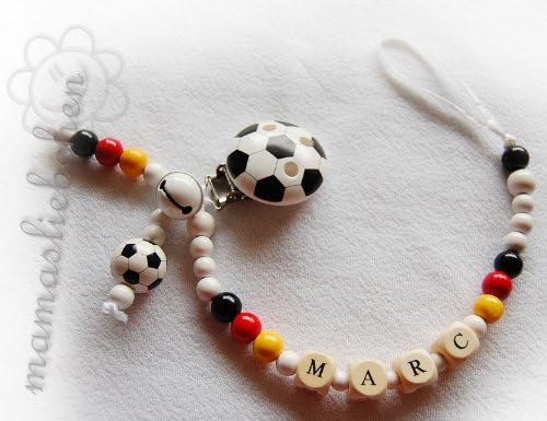 Personalized pacifier clip with wooden letter beads model 1090, handmade by mamasliebchen