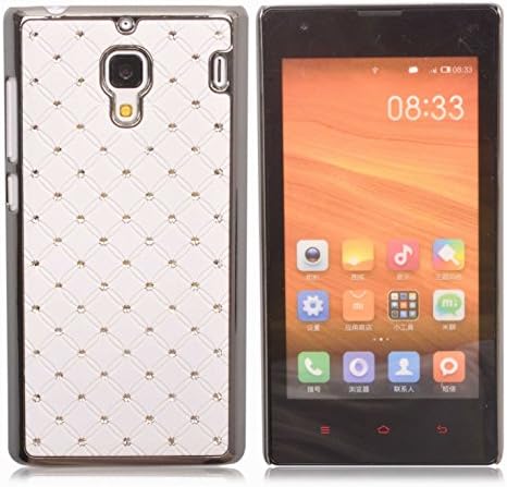 Einzige Slim Fit Rhinestone Bling Hard Chrome Plated Shine Case Cover for Xiaomi Hongmi Redmi 1S (White) with Free Universal Screen-stylus