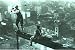 Tee Time - Work Men on Girder, Black & White Nostalgic Poster