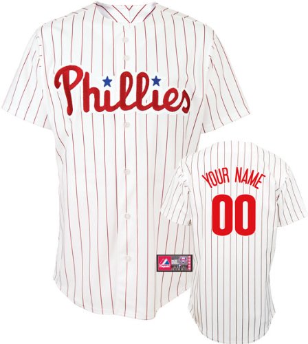 MLB Men's Philadelphia Phillies Replica Jersey Personalized (White/Scarlet Pinstripe, 40/Medium)