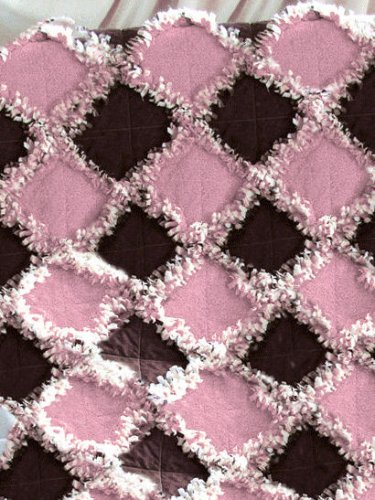 Pink and Chocolate Brown Rag Quilt product image