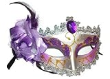 仮面舞踏会　マスカレード　マスク　ヴェネツィアン風　コスプレ　（シルバー／パープル）