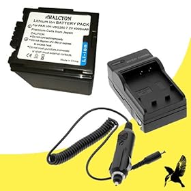 Halcyon 4000 mAH Lithium Ion Replacement Battery and Charger Kit for Panasonic VW-VBG260 and Panasonic AG-AC7, AG-HMC40, AG-HMC80, AG-HMC150, HDCHS700, HDCTM700, HDCSD600, HDCSD700, HDCMDH1 Digital Camcorders
