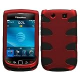 513dYzkX3GL. SL160  MyBat BlackBerry Torch 9800 Fishbone Phone Protector Cover   Titanium Red/Black