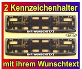 Produkt-Bild: 2 Kennzeichenhalter Kennzeichen schwarz mit Wunschtext beschriftet