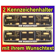 2 Kennzeichenhalter Kennzeichen schwarz mit Wunschtext beschriftet