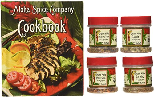 Aloha Spice Company Gourmet Organic Seasoning & Rub Gift Set with Hawaiian Cookbook