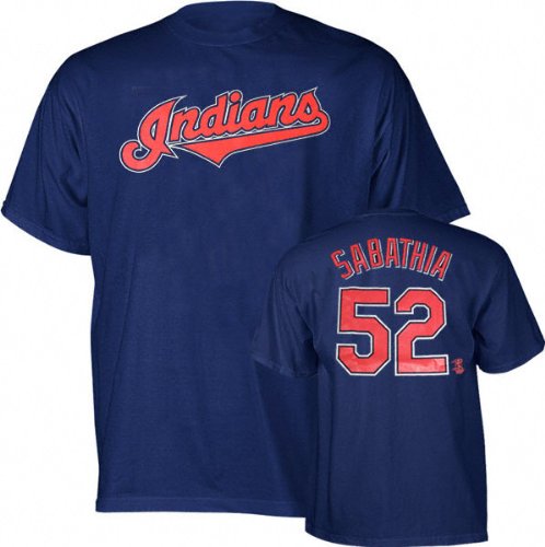 C.C. Sabathia Cleveland Indians Name and Number Navy T-Shirt - Medium